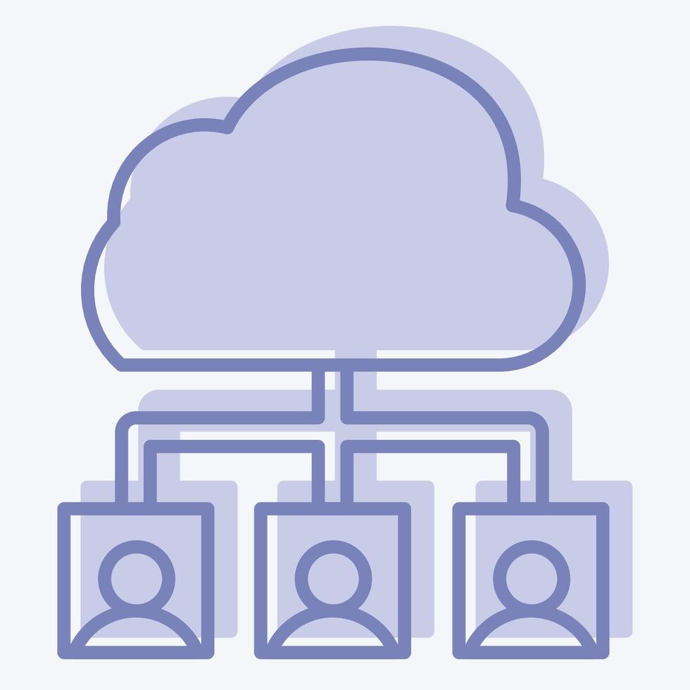Icon Cloud Team. related to Network symbol. two tone style. simple illustration vector