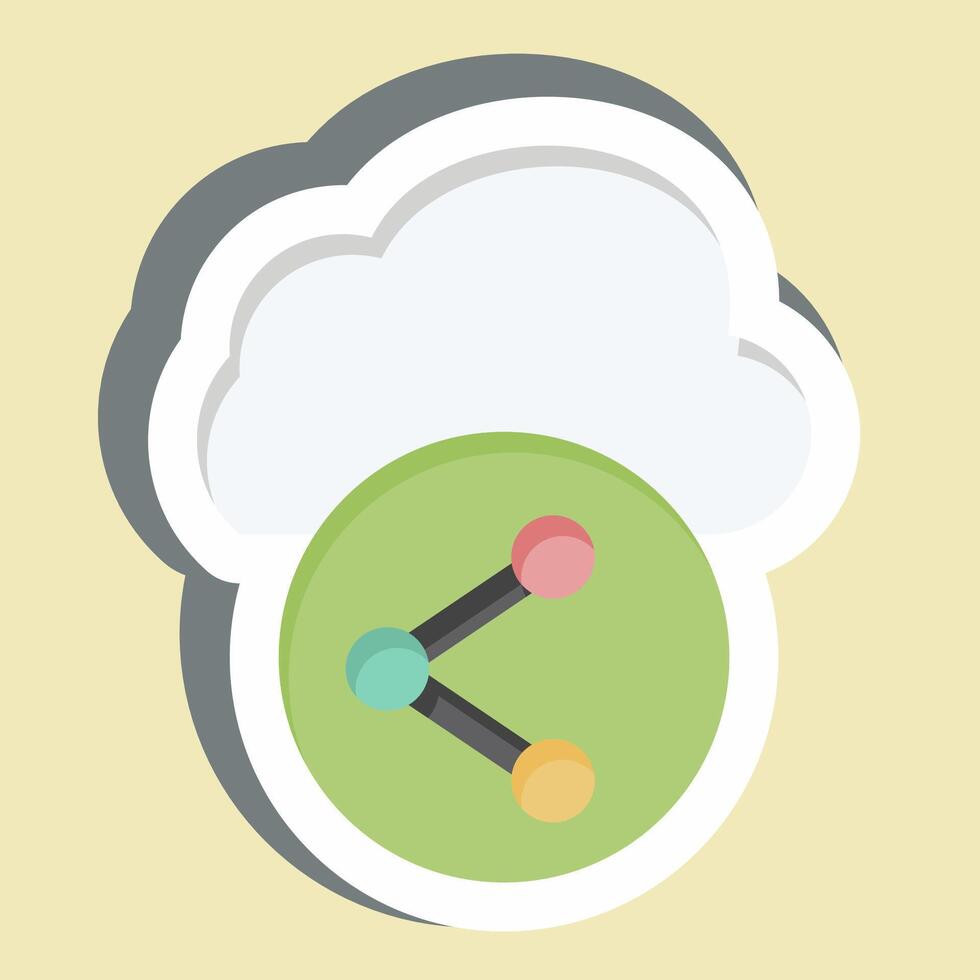 Sticker Cloud Share. related to Network symbol. simple illustration vector