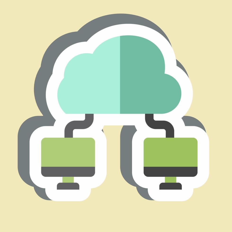 Sticker Cloud Connection. related to Network symbol. simple illustration vector