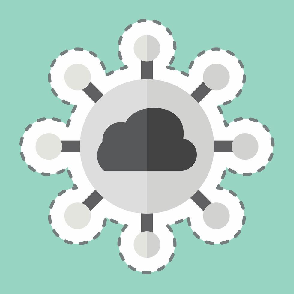 Sticker line cut Cloud Network. related to Network symbol. simple illustration vector