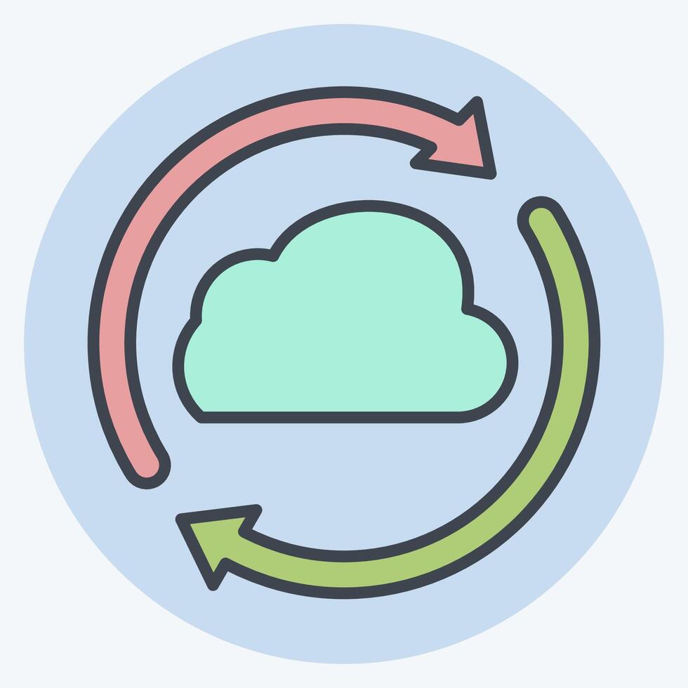 Icon Cloud Reload. related to Network symbol. color mate style. simple illustration vector