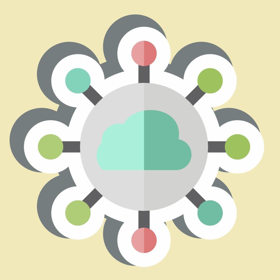 Sticker Cloud Network. related to Network symbol. simple illustration vector