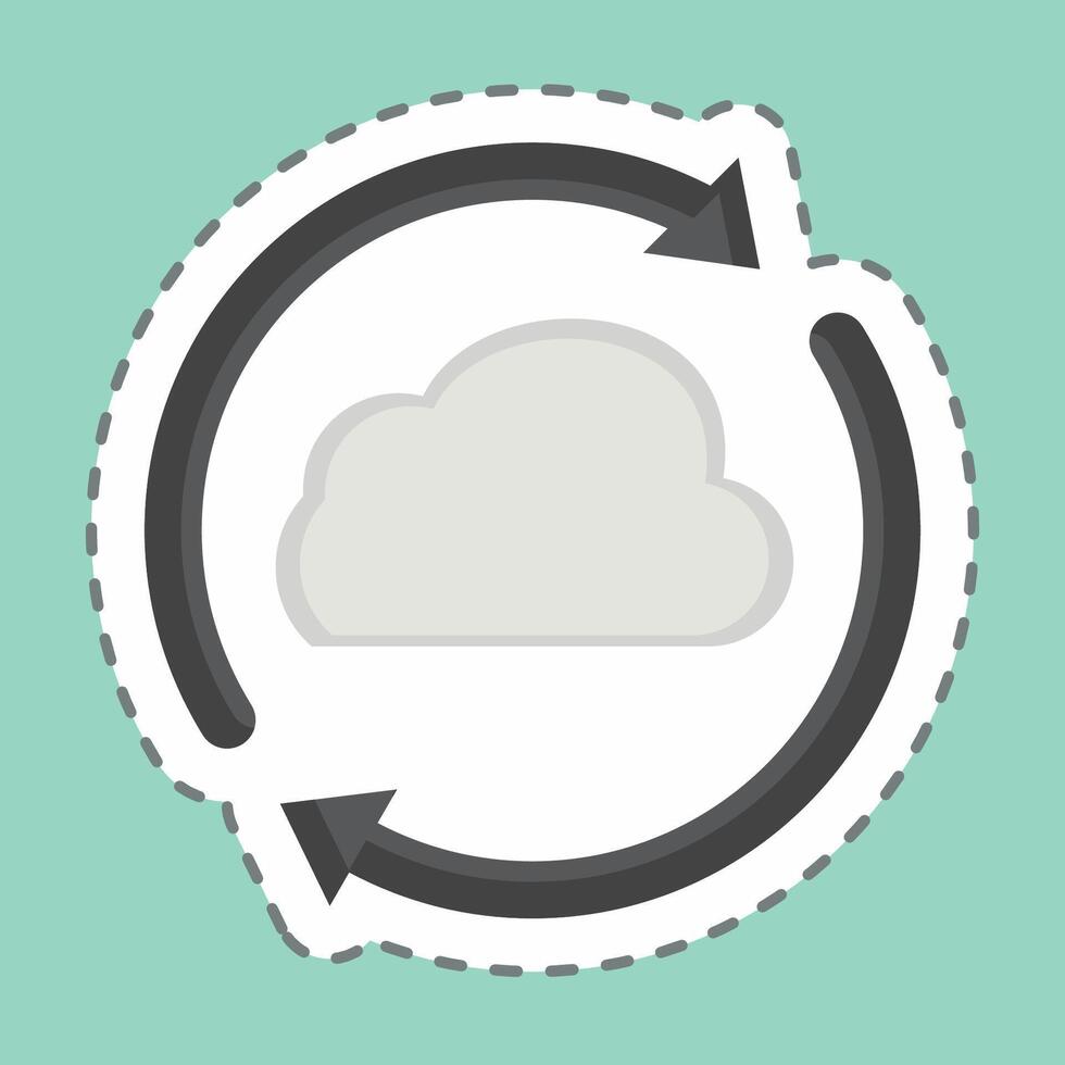 Sticker line cut Cloud Reload. related to Network symbol. simple illustration vector