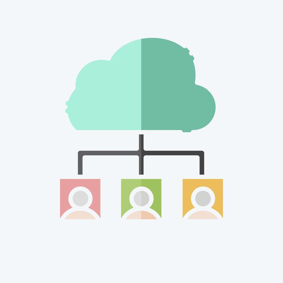 Icon Cloud Team. related to Network symbol. doodle style. simple illustration vector