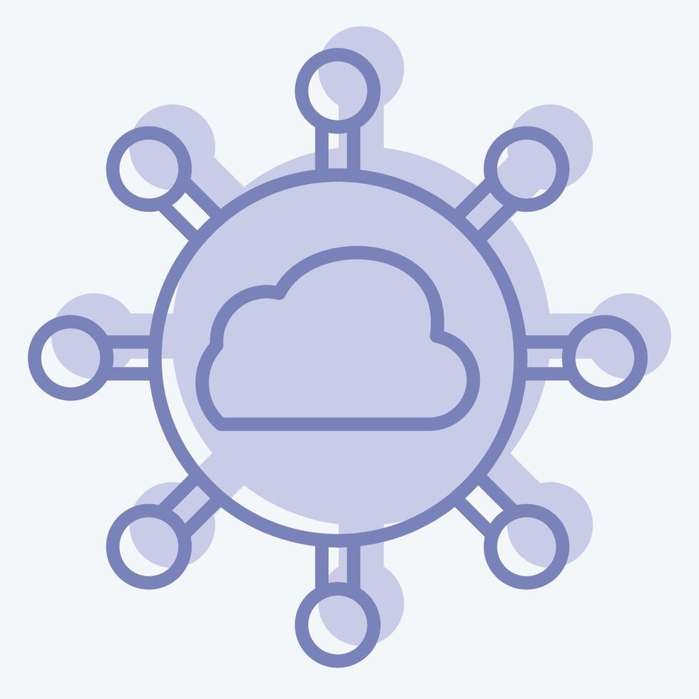 Icon Cloud Network. related to Network symbol. two tone style. simple illustration vector