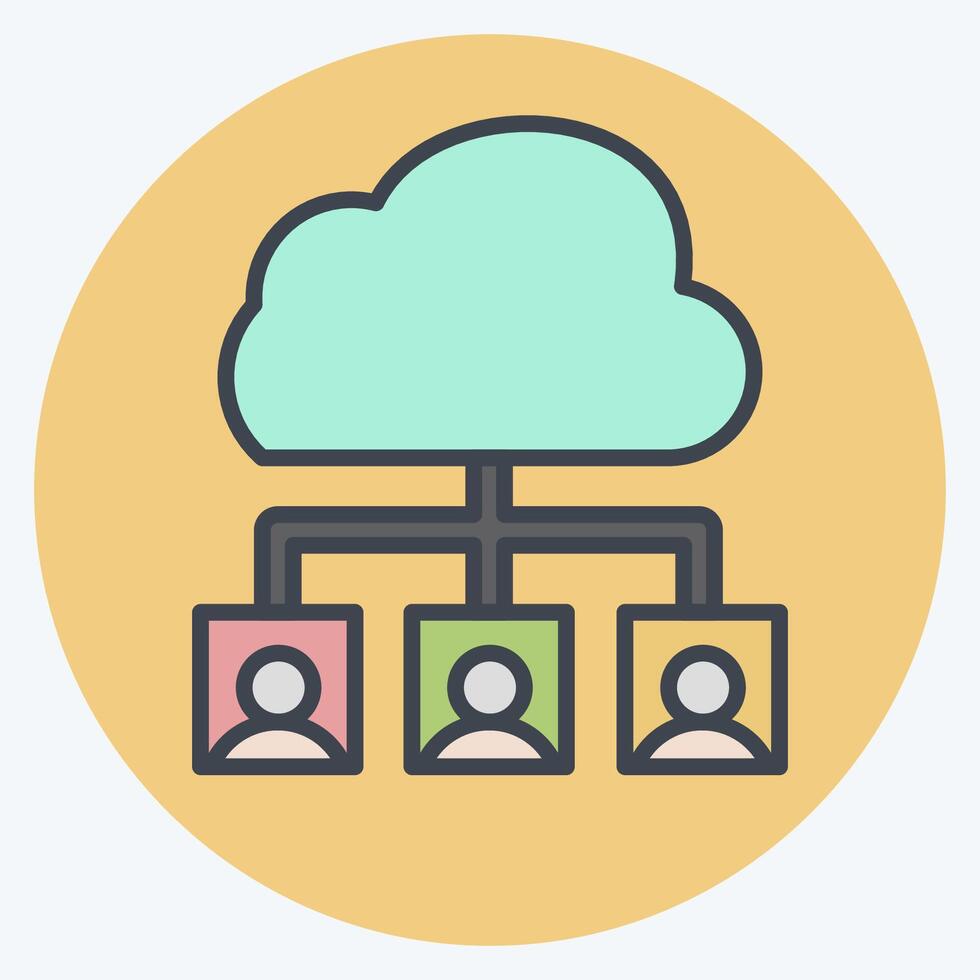 Icon Cloud Team. related to Network symbol. color mate style. simple illustration vector