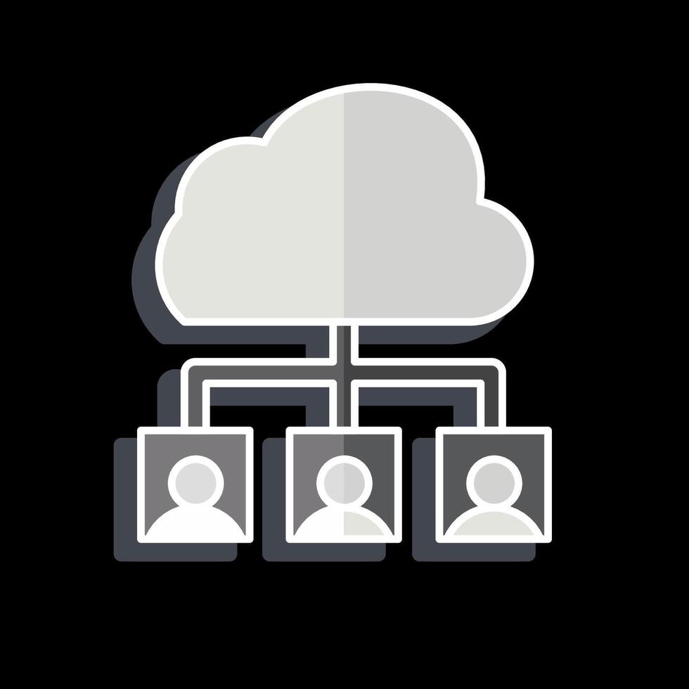 Icon Cloud Team. related to Network symbol. glossy style. simple illustration vector