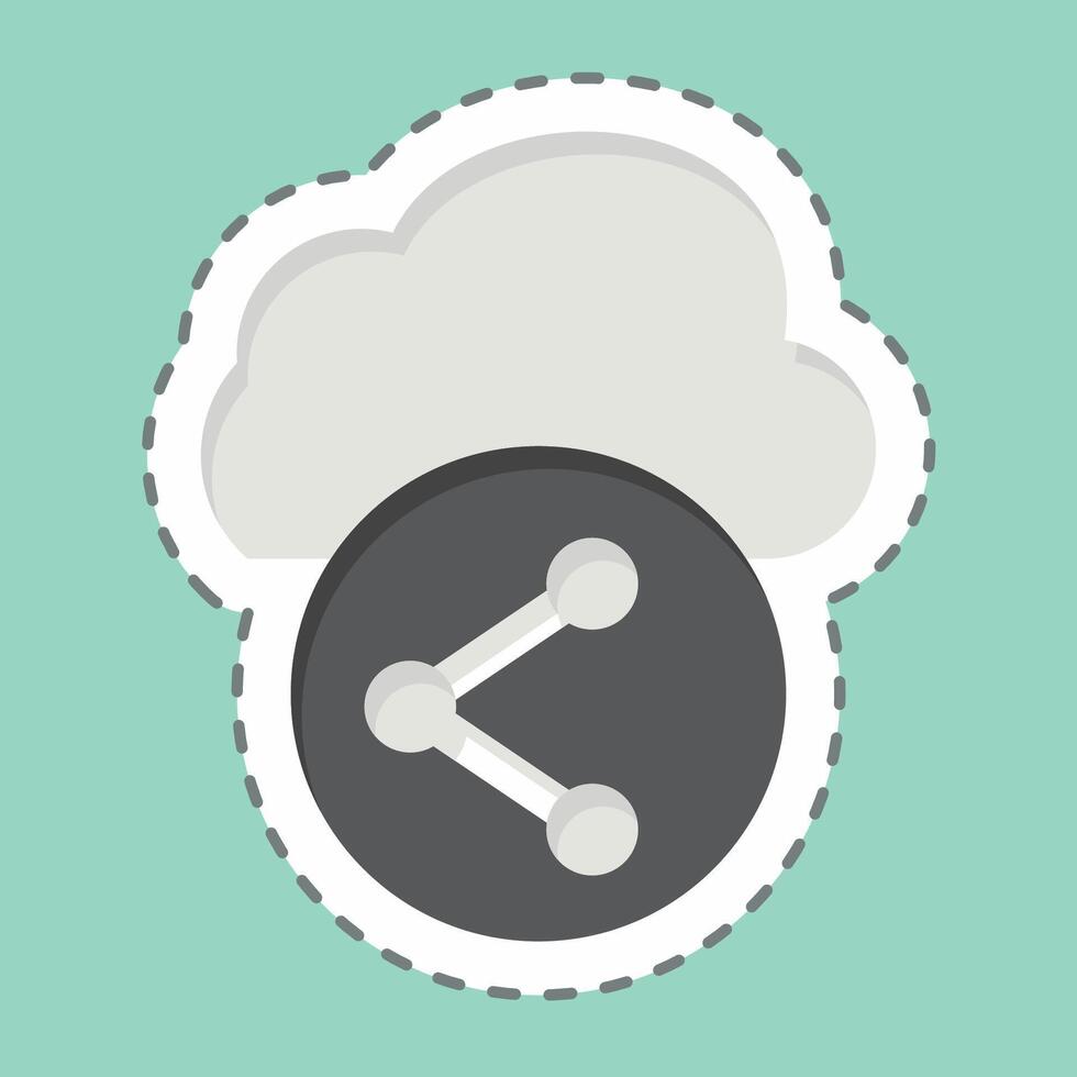 Sticker line cut Cloud Share. related to Network symbol. simple illustration vector