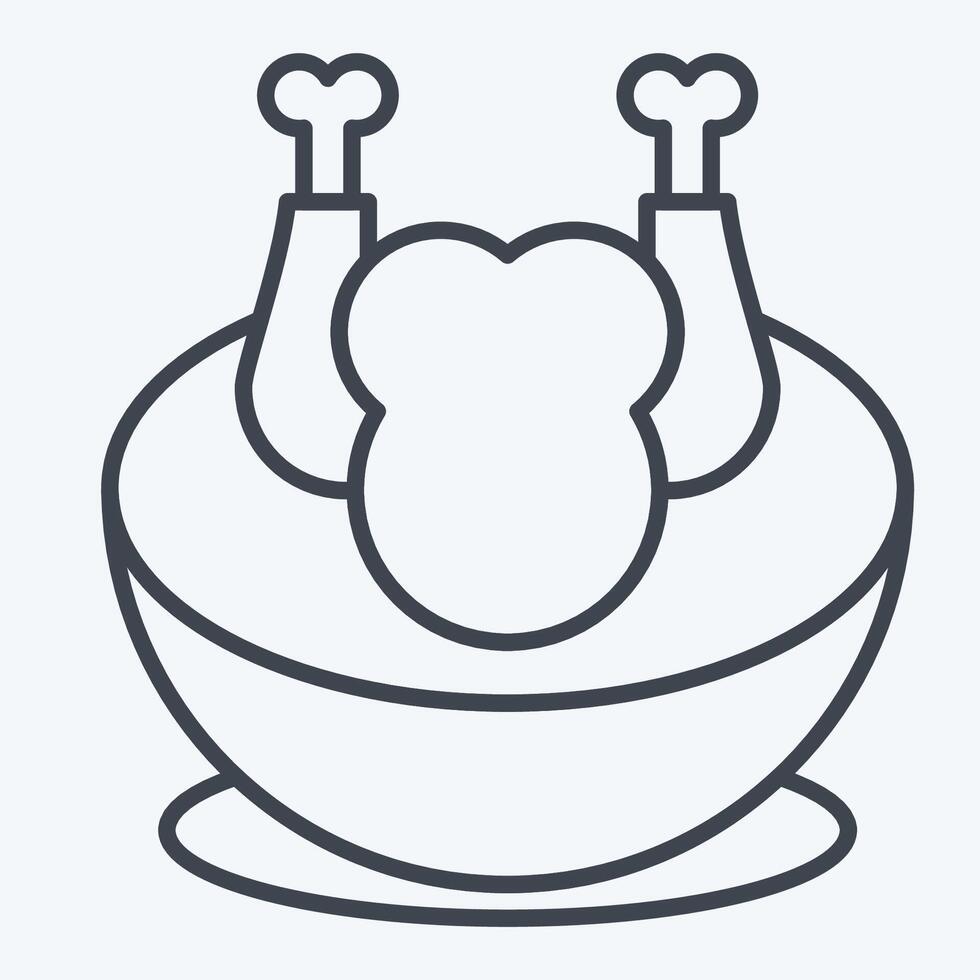 Icon Chicken Soup. related to Korea symbol. line style. simple illustration vector