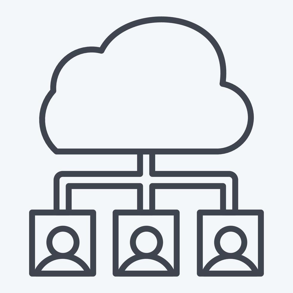 Icon Cloud Team. related to Network symbol. line style. simple illustration vector