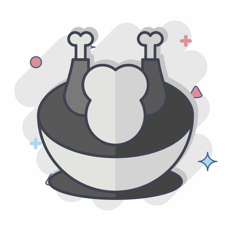 Icon Chicken Soup. related to Korea symbol. comic style. simple illustration vector