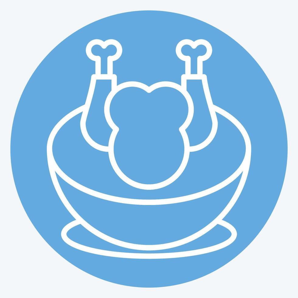 Icon Chicken Soup. related to Korea symbol. blue eyes style. simple illustration vector