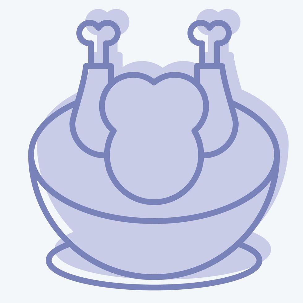 Icon Chicken Soup. related to Korea symbol. two tone style. simple illustration vector