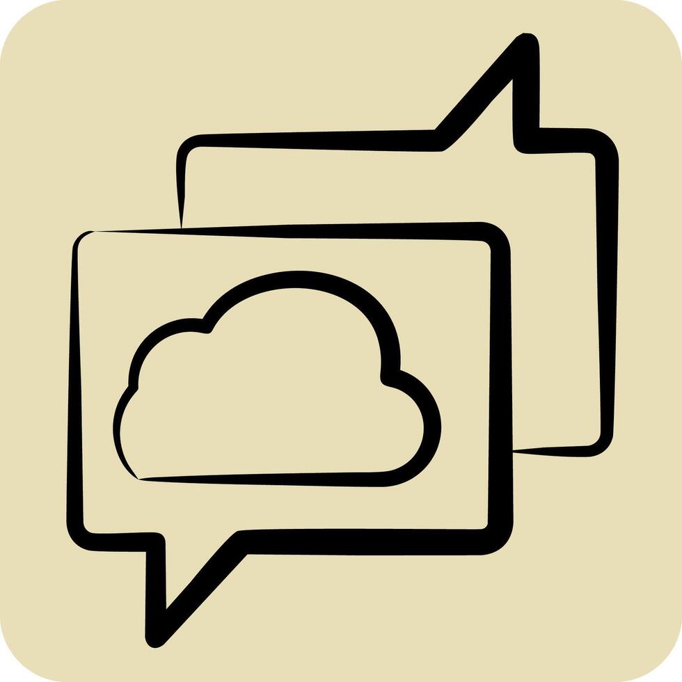 Icon Cloud Chatting. related to Network symbol. hand drawn style. simple illustration vector