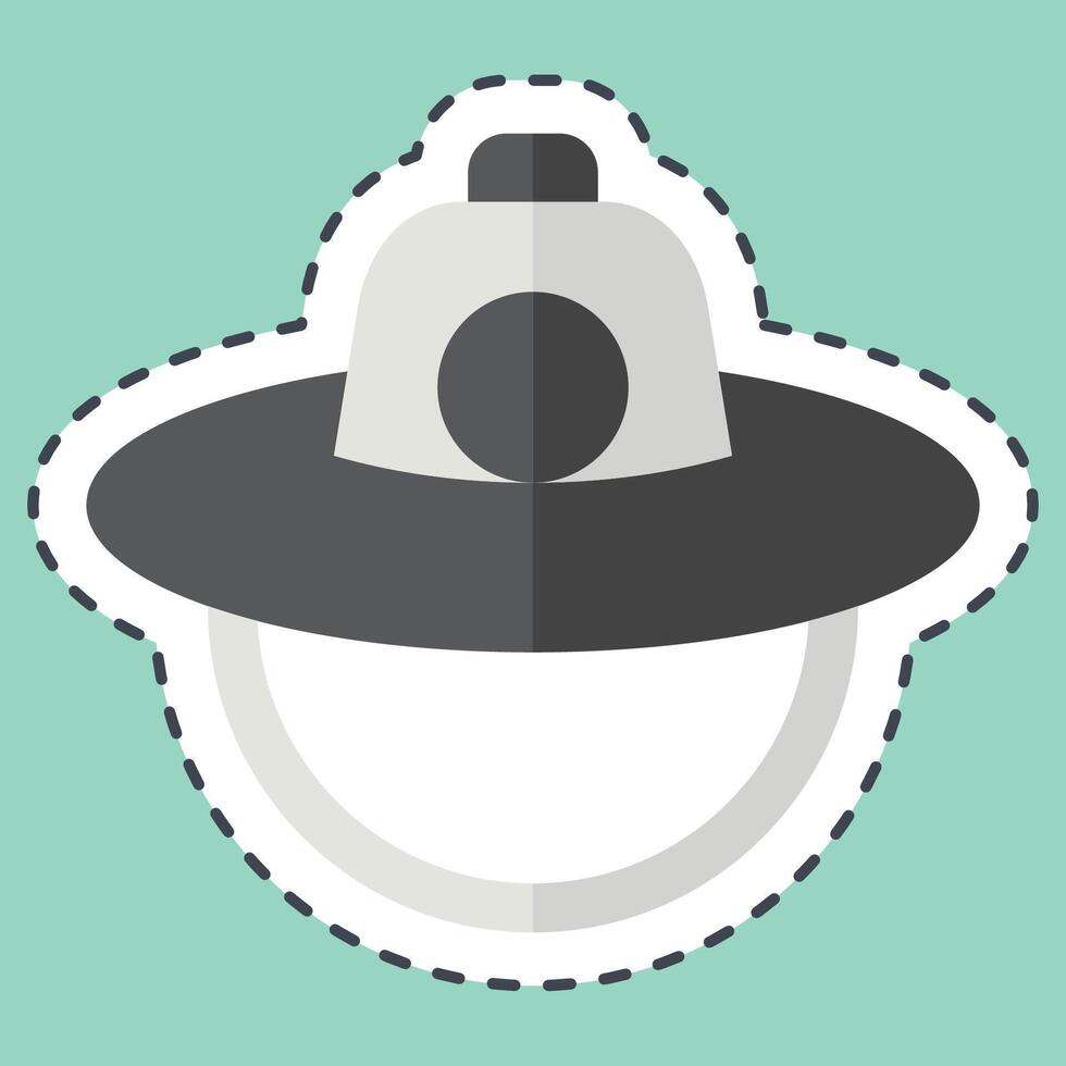 Sticker line cut Hat. related to Korea symbol. simple illustration vector