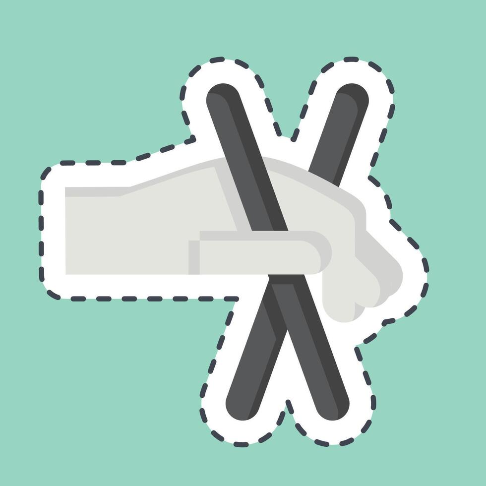 Sticker line cut Chopsticks. related to Korea symbol. simple illustration vector