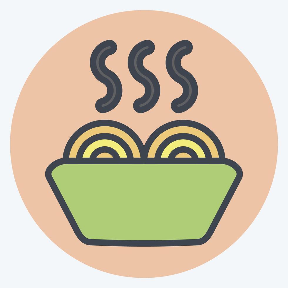 Icon Noodles. related to Breakfast symbol. color mate style. simple illustration vector