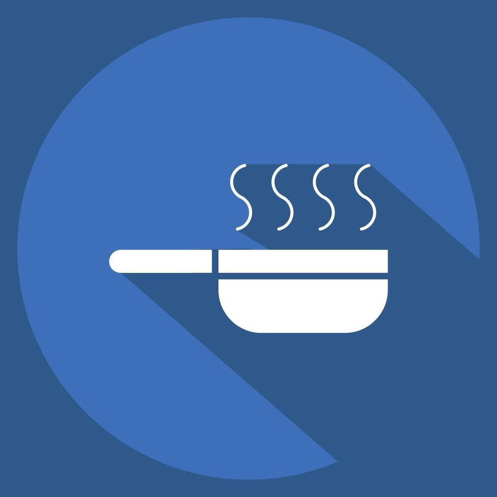 Icon Fry Pan. related to Breakfast symbol. long shadow style. simple illustration vector