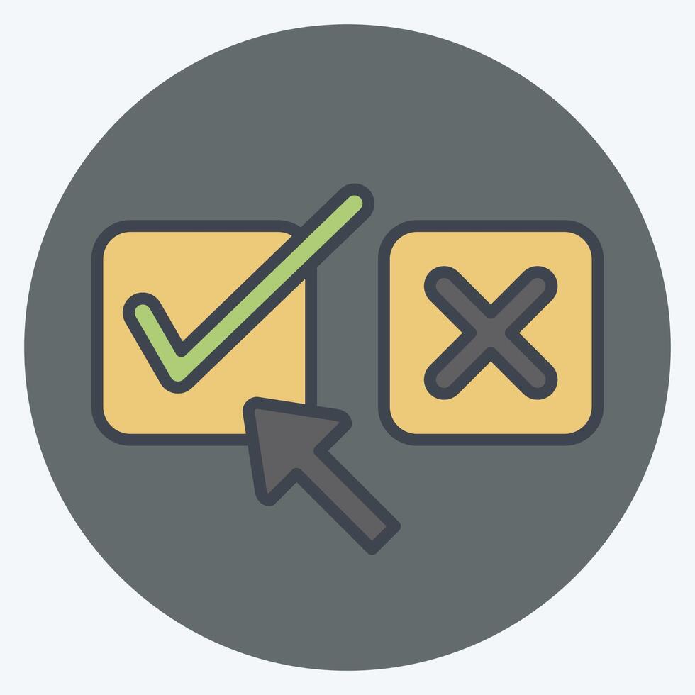 Icon Right Choice. related to Choice symbol. color mate style. simple illustration vector