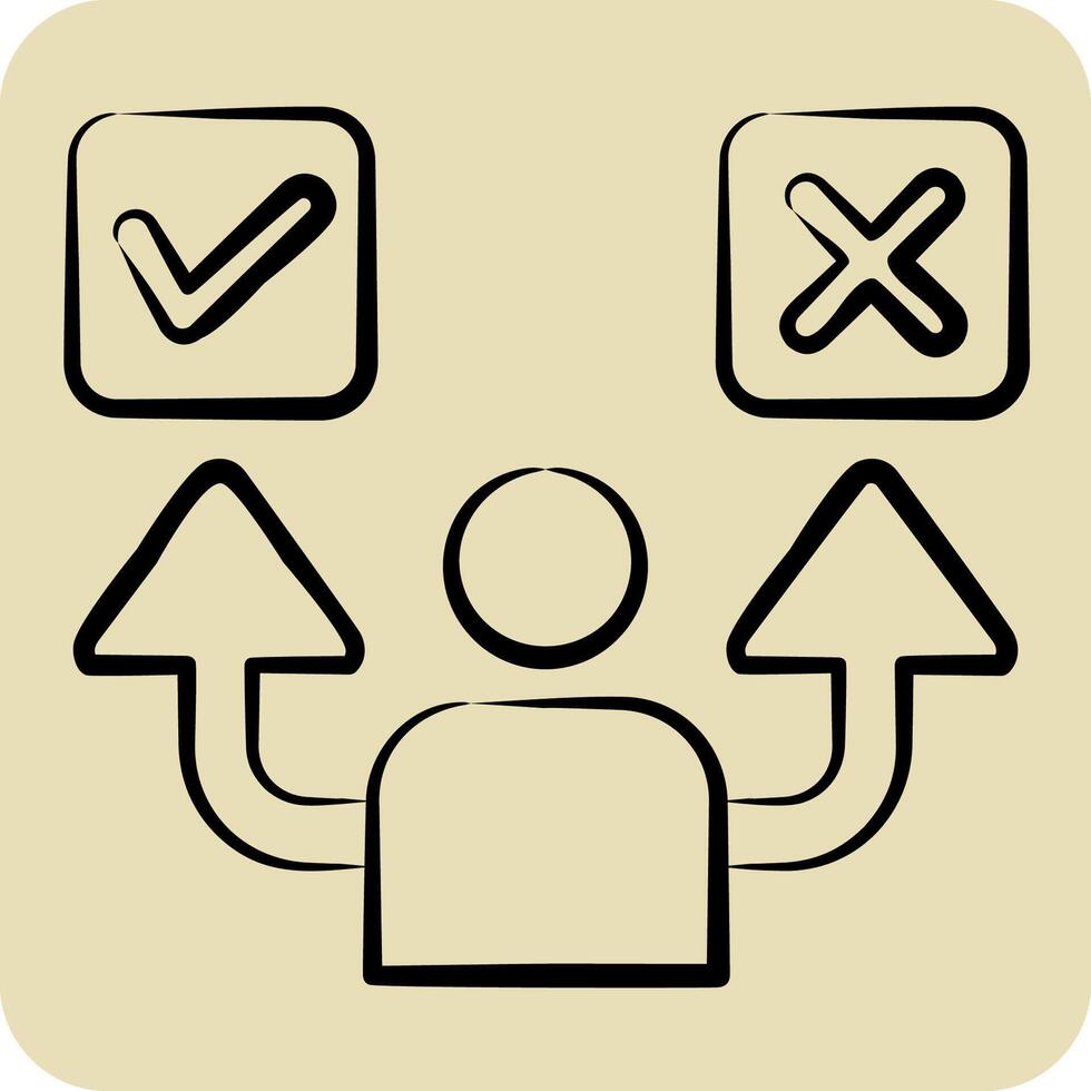 Icon Decide. related to Choice symbol. hand drawn style. simple illustration vector