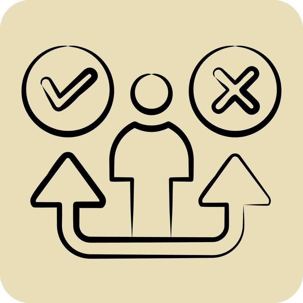Icon Decision. related to Choice symbol. hand drawn style. simple illustration vector