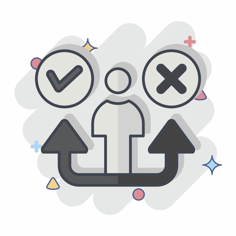 Icon Decision. related to Choice symbol. comic style. simple illustration vector