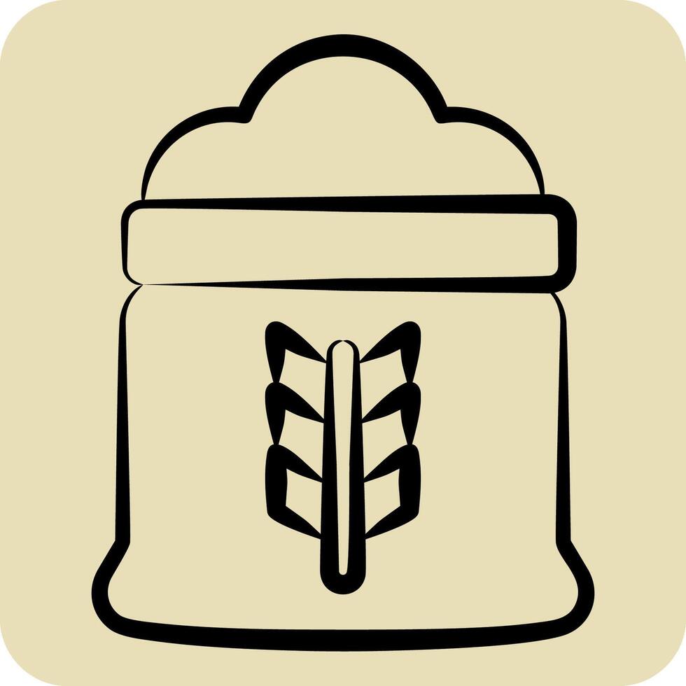 Icon Flour. related to Breakfast symbol. hand drawn style. simple illustration vector