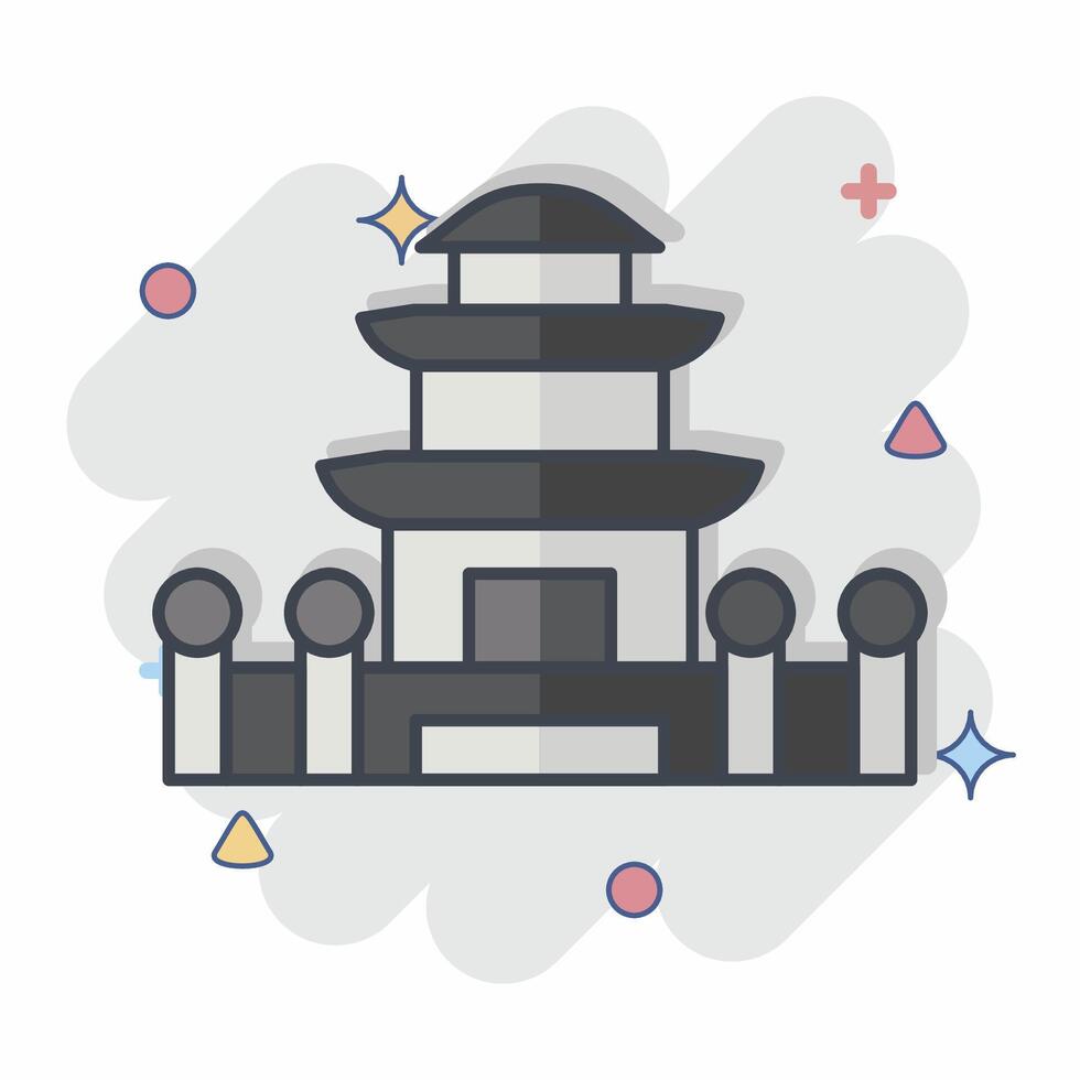 Icon Pagoda. related to Korea symbol. comic style. simple illustration vector