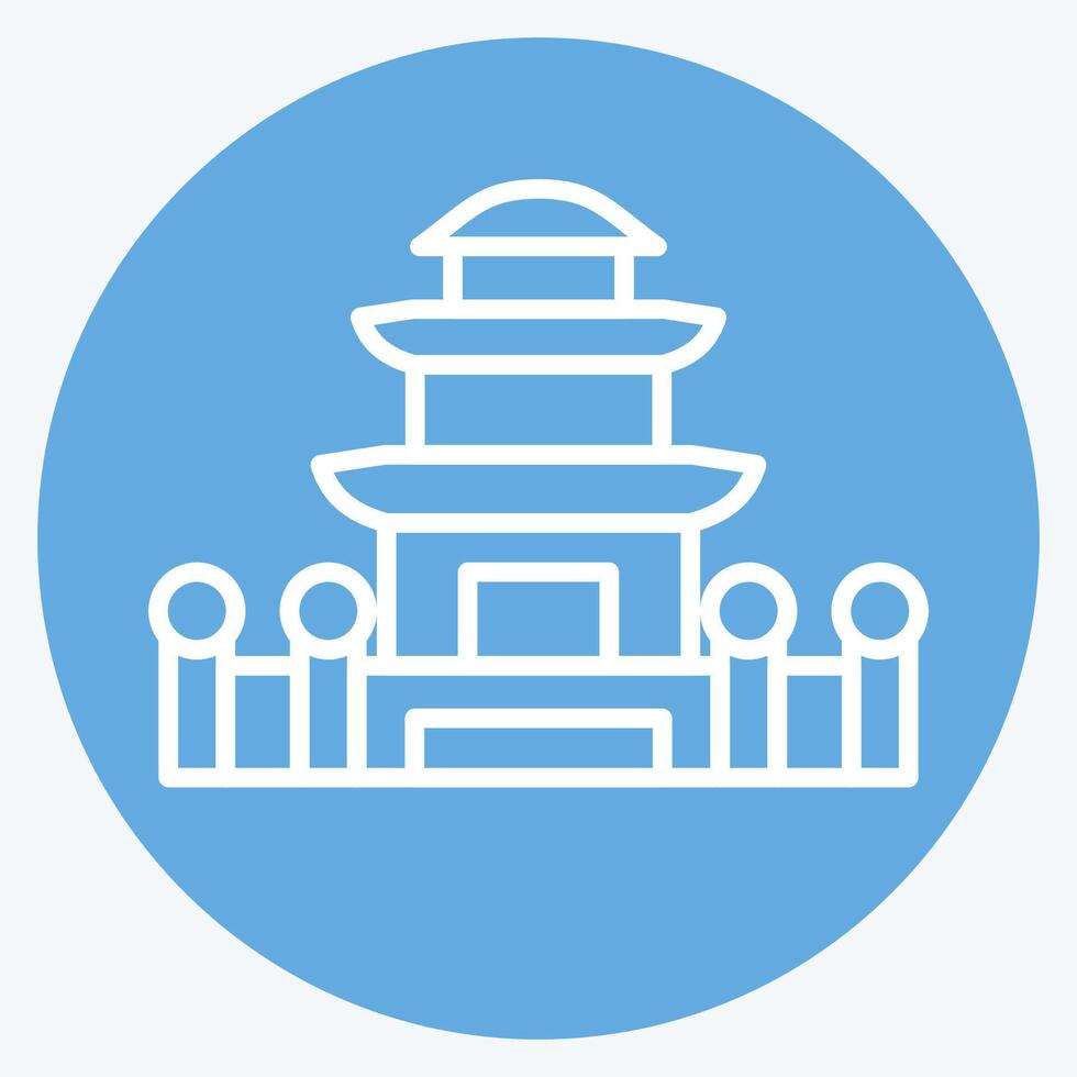 Icon Pagoda. related to Korea symbol. blue eyes style. simple illustration vector