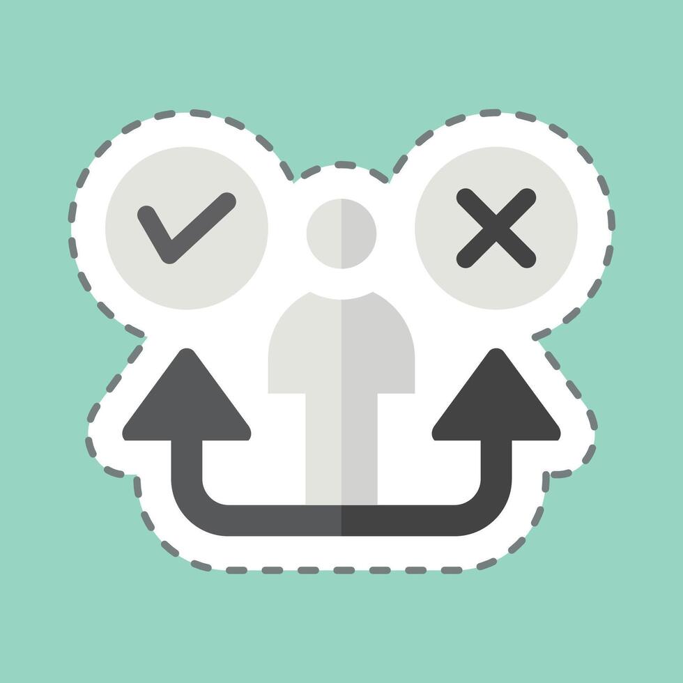 Sticker line cut Decision. related to Choice symbol. simple illustration vector