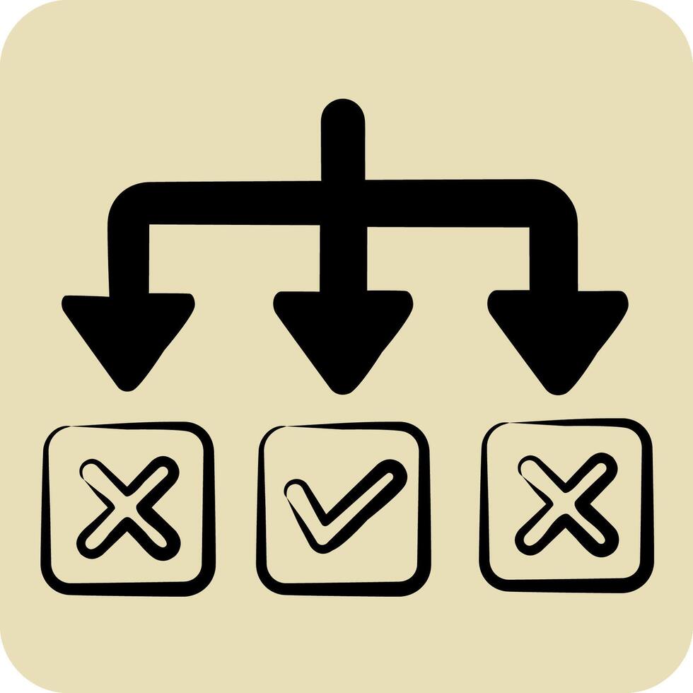 Icon Solving. related to Choice symbol. hand drawn style. simple illustration vector