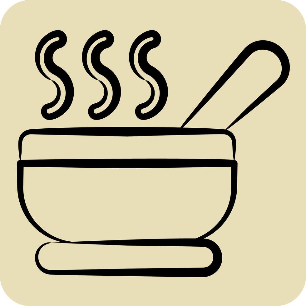 Icon Soup Bowl. related to Breakfast symbol. hand drawn style. simple illustration vector