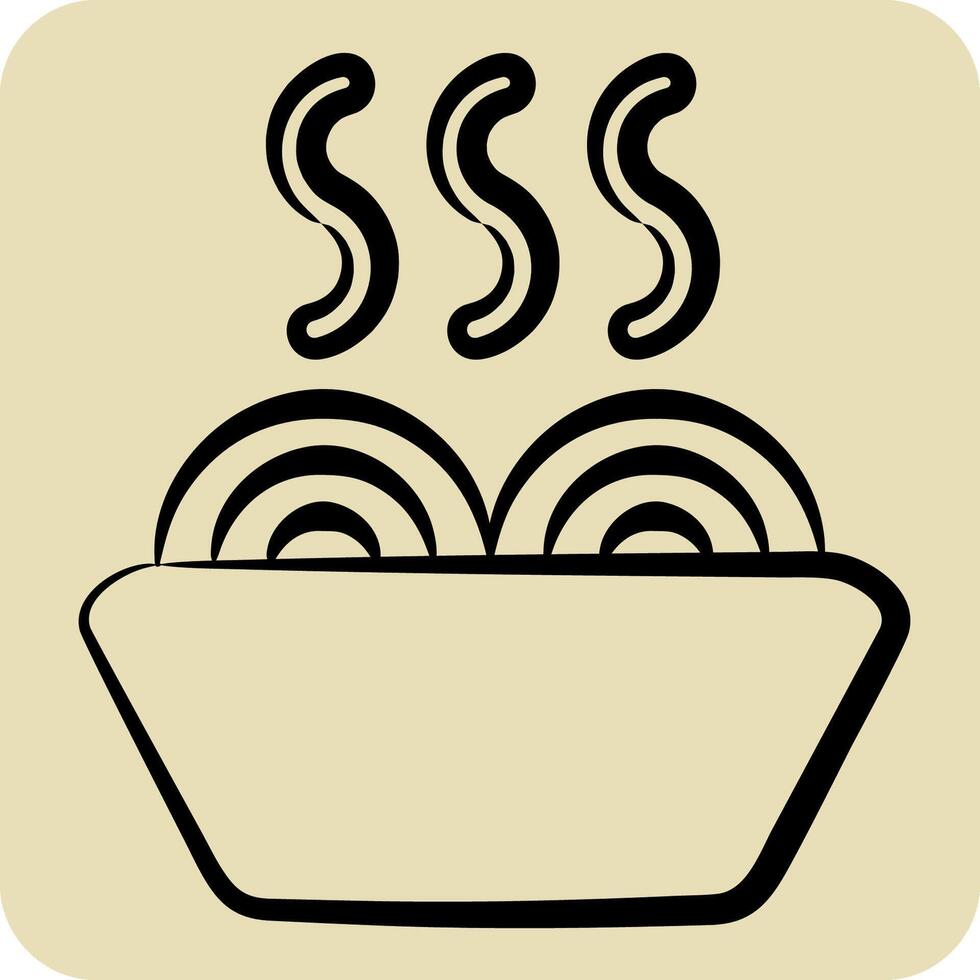 Icon Noodles. related to Breakfast symbol. hand drawn style. simple illustration vector