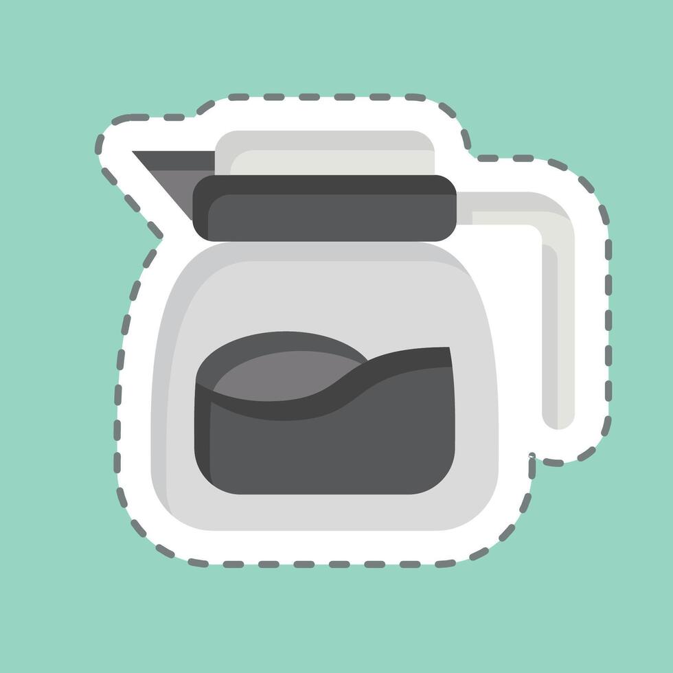 Sticker line cut Coffe Pot. related to Breakfast symbol. simple illustration vector