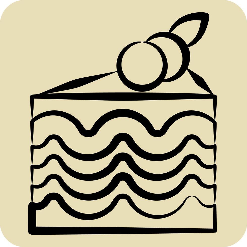 Icon Cake. related to Breakfast symbol. hand drawn style. simple illustration vector