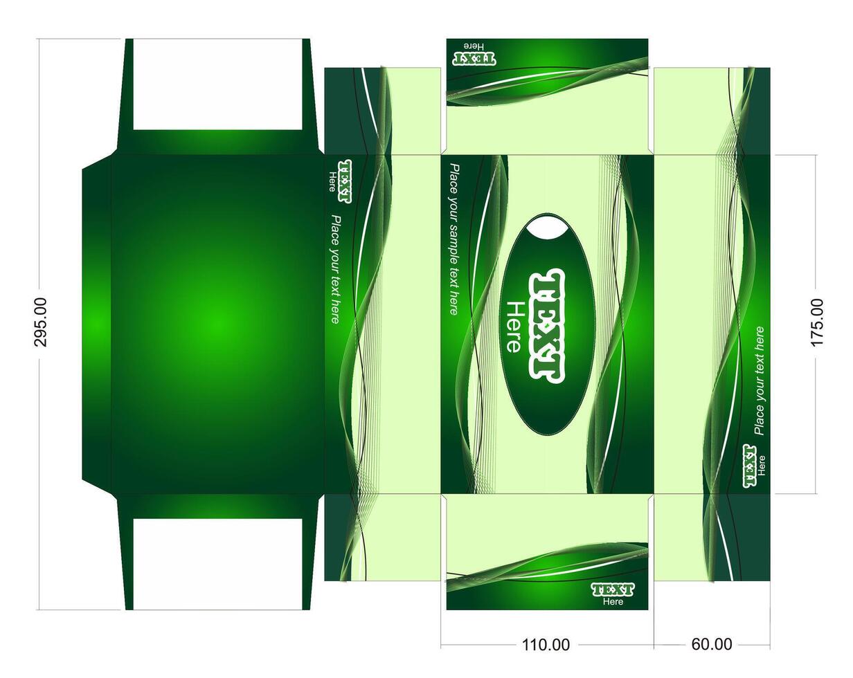Design of green package for napkins. Tissues box template vector
