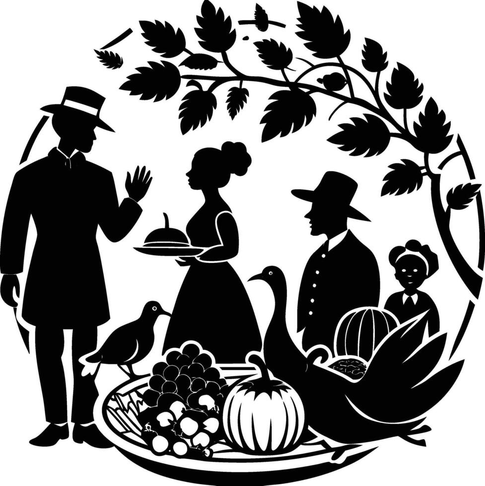 Thanksgiving Silhouette Illustration Art Design vector