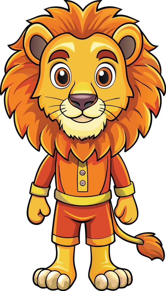 Cartoon Lion Full Body Illustration Art Design vector