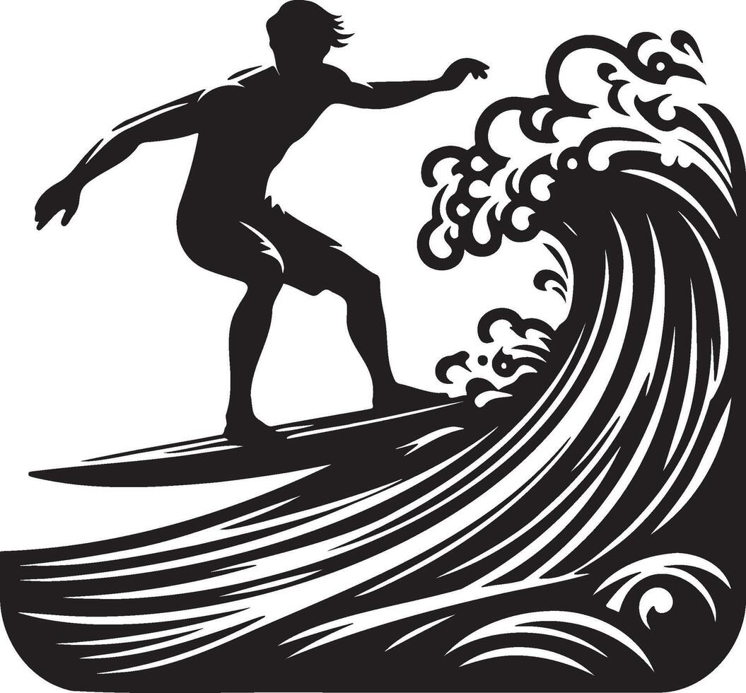 Man Surfing Silhouette. vector
