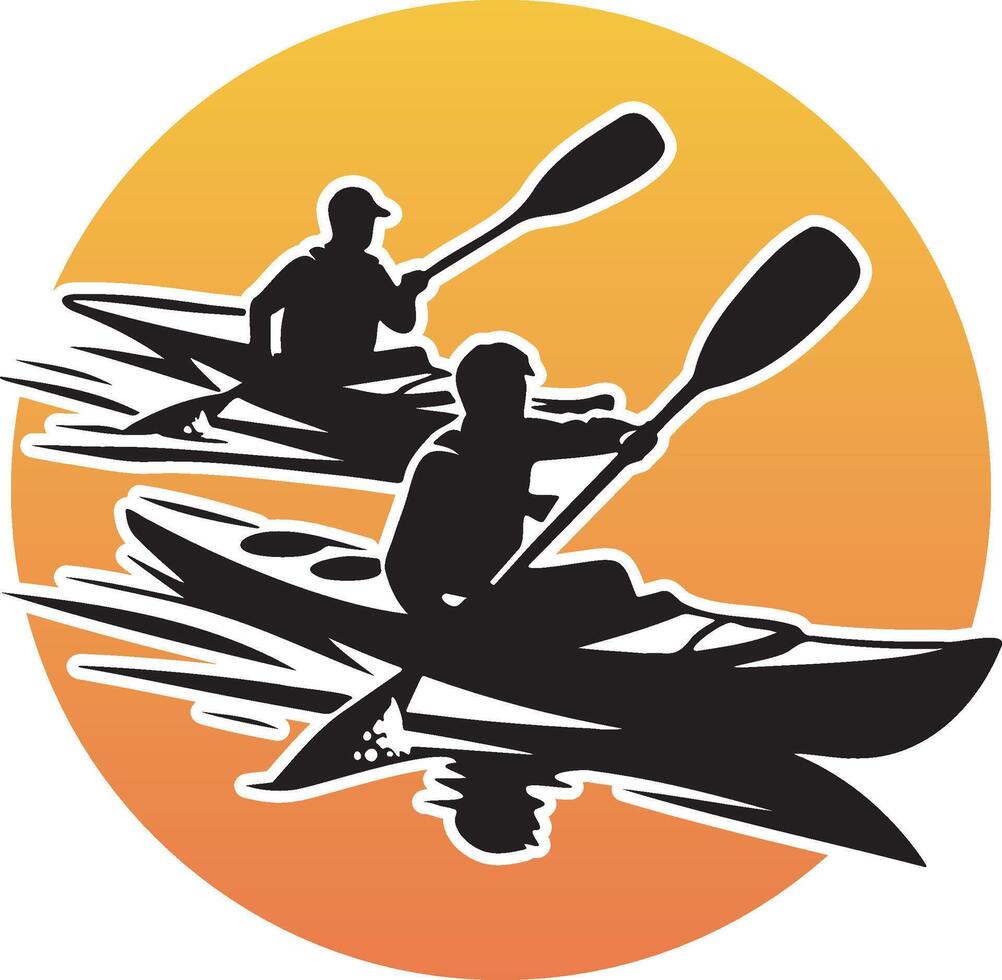 Kayaking Race Silhouette. vector