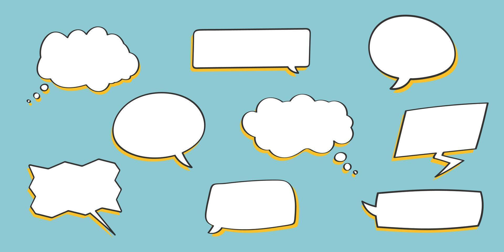 Speech bubble, thought balloon icon illustration set. vector