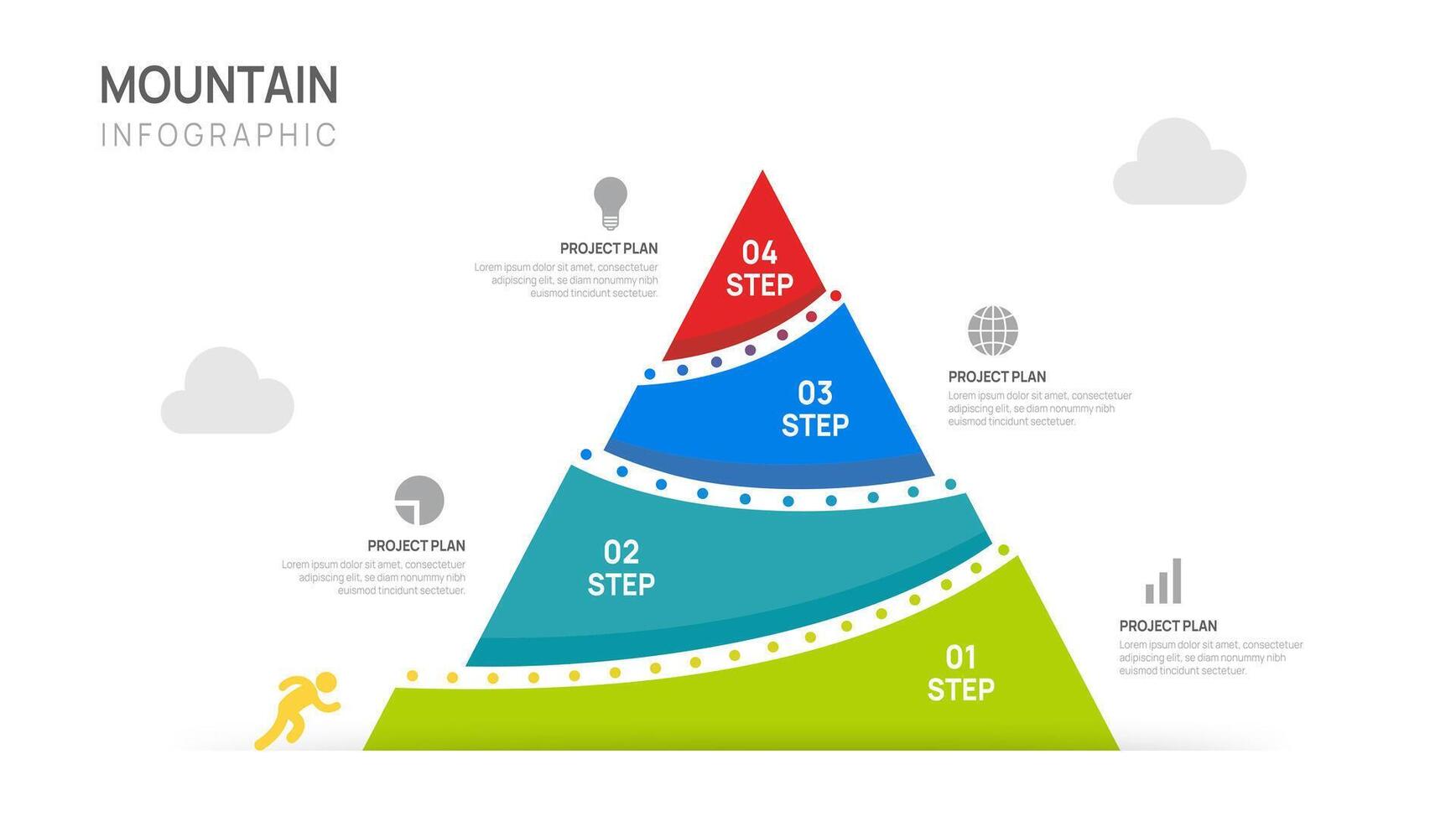 Infographic Business 4 steps growth design template. Business Mountain concept vector