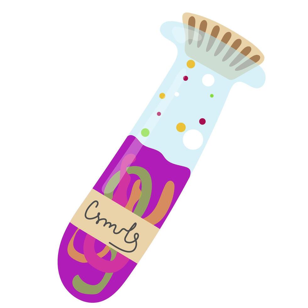 Colorful Magic Potion Bottle. Alchemist, magical elixir, witch and wizard magic vials vector