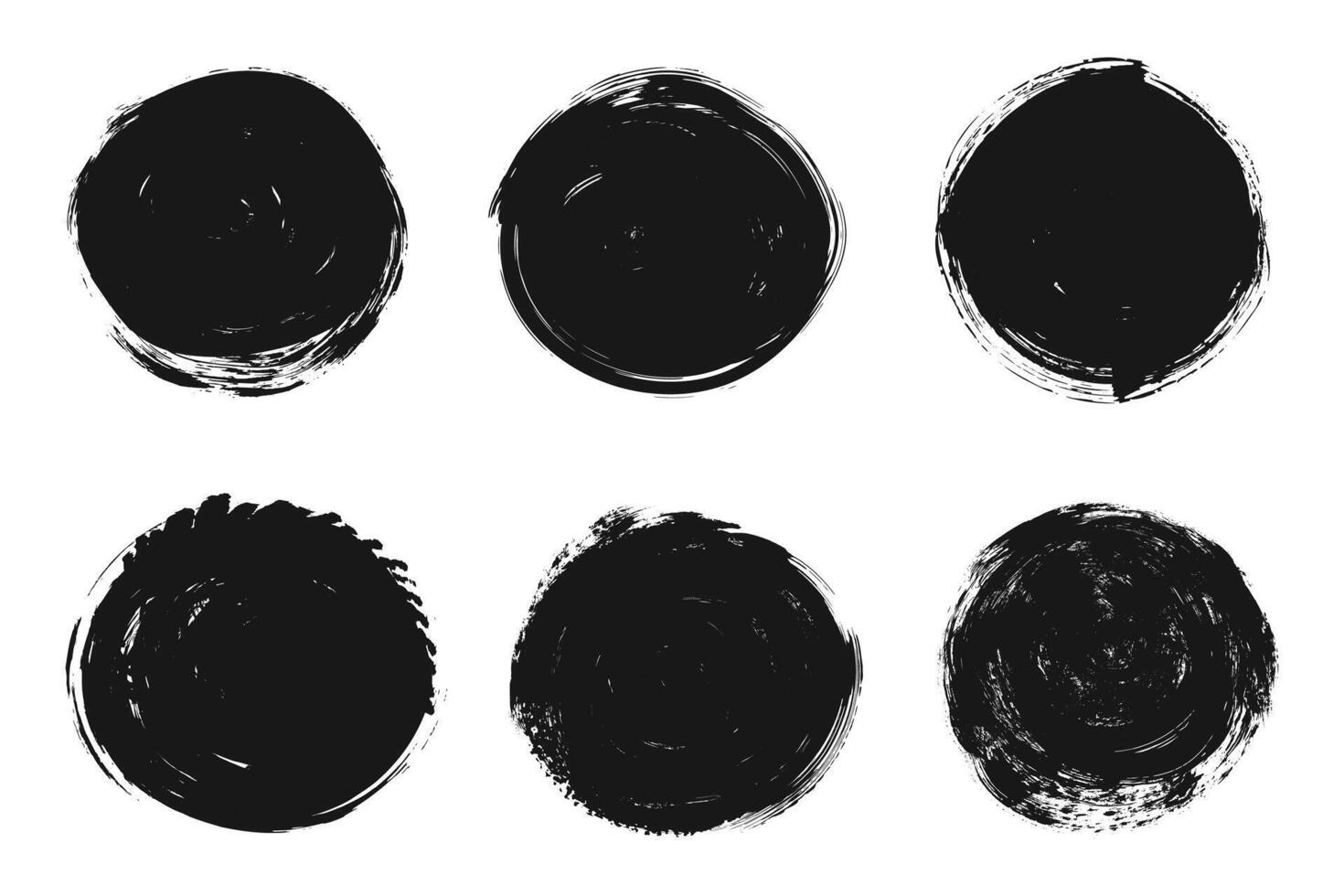 Grunge circles collection. Flat grunge brush stroke paint circles set vector