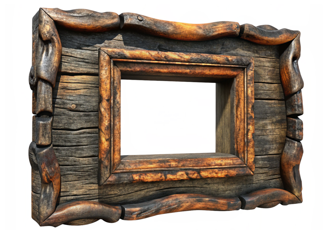 Rustic Charred Wood Frame for Nature-Inspired Decor png