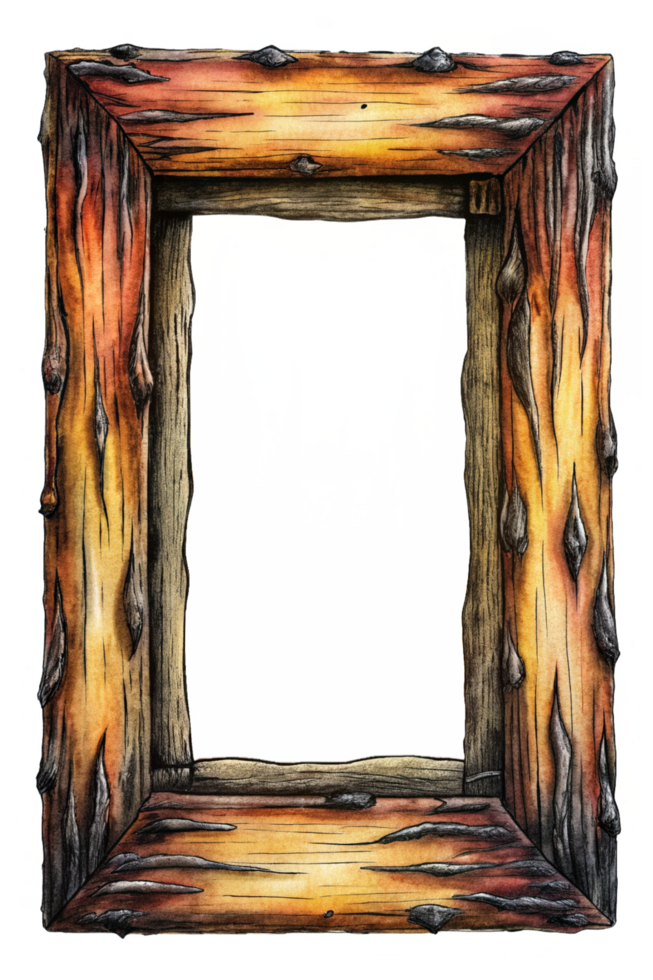 Burnt Rustic Charred Wood Frame png