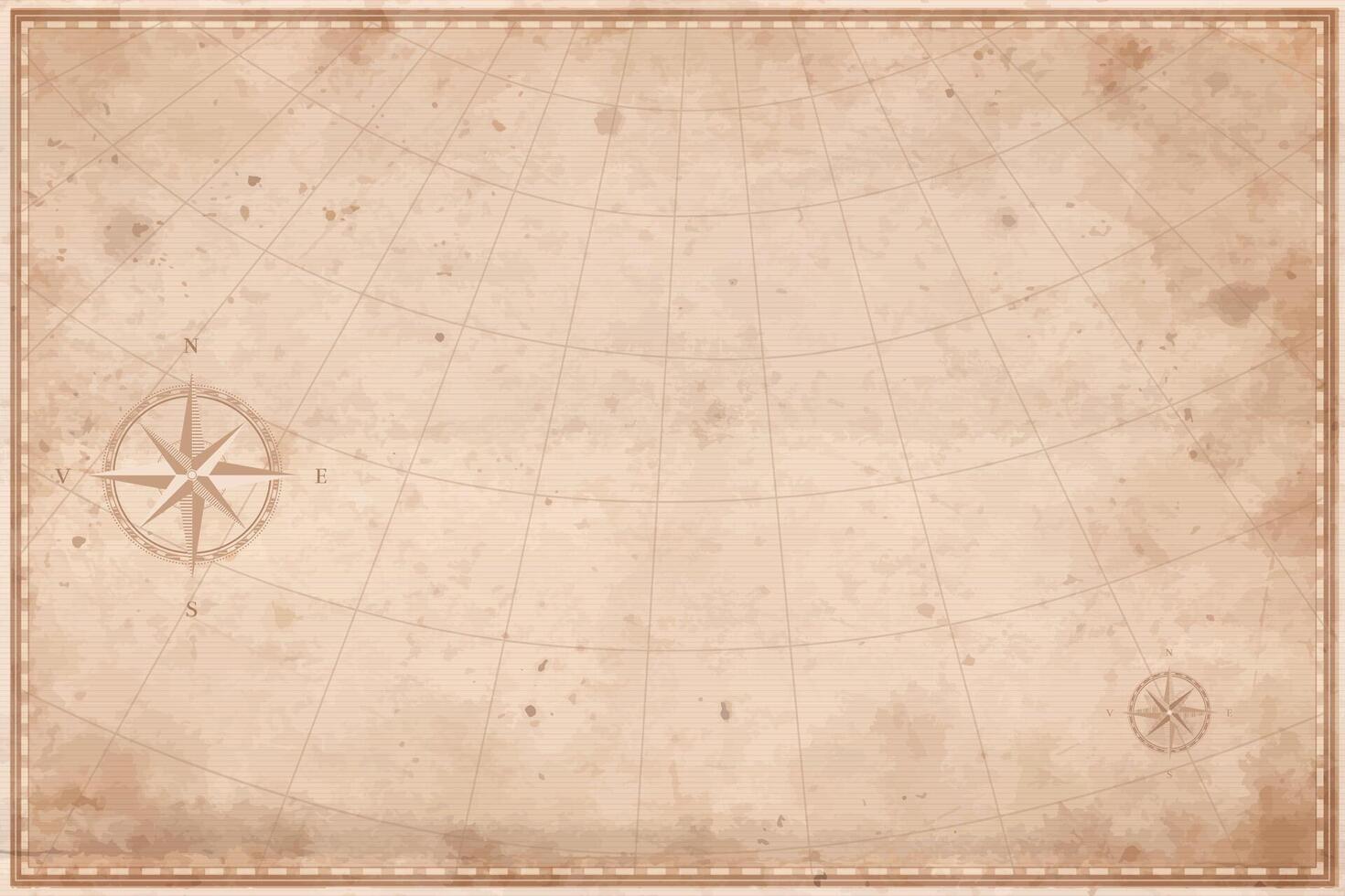 Vintage old map empty background. Blank treasure map on old paper texture backdrop vector