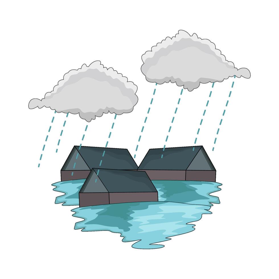flood house illustration vector