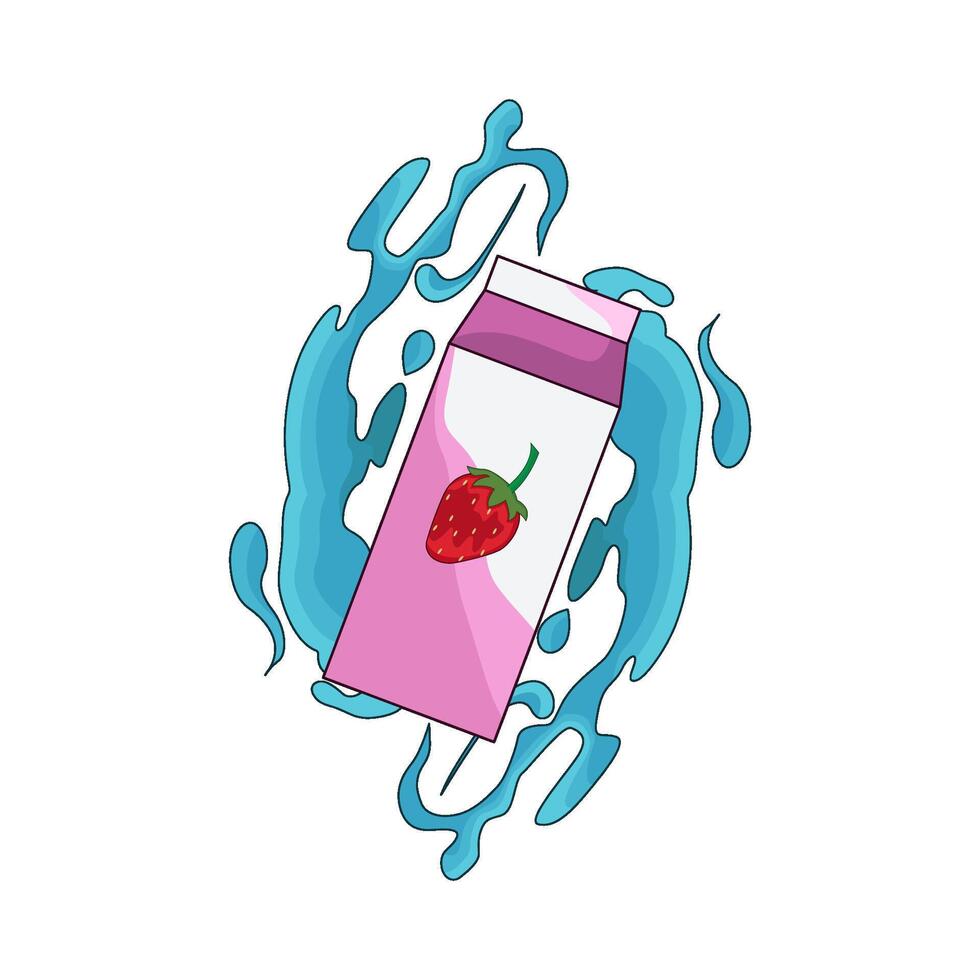 strawberry milk with water splash vector