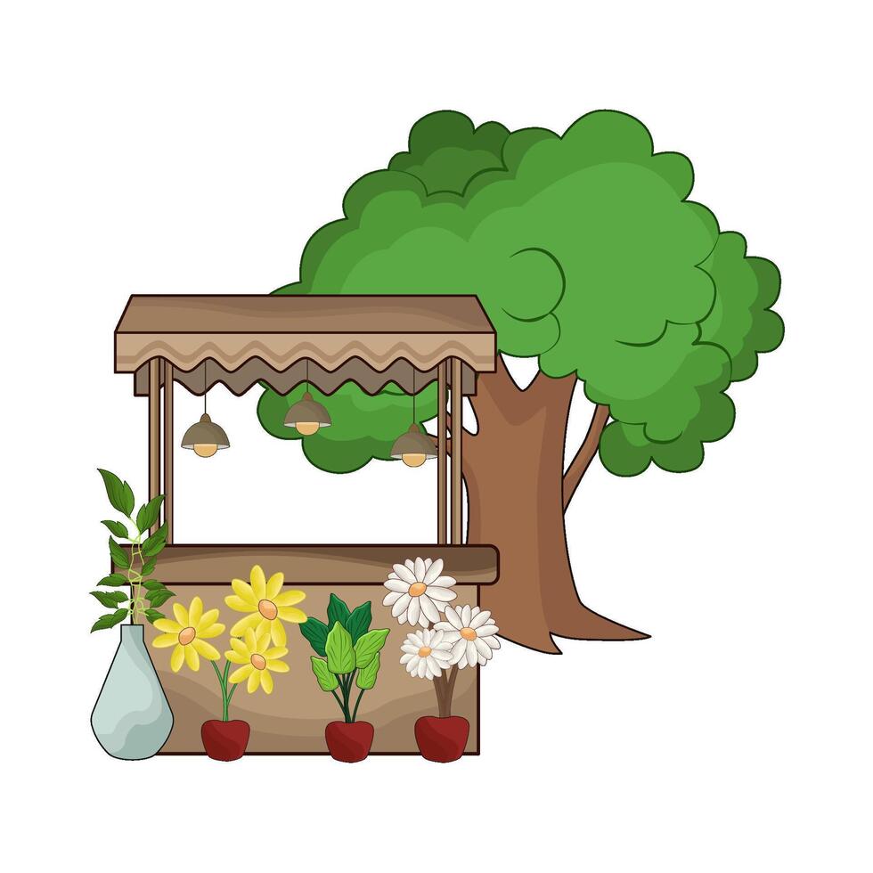 illustration of flower market stall vector